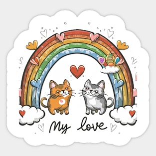 My Rainbow Cat is My Valentine Sticker